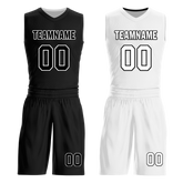 Custom Black White Classic Style Reversible Basketball Uniform Personalized COOLMAX BBJR-D017007